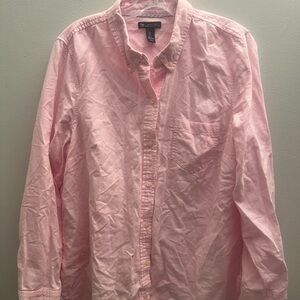 GAP Boyfriend Fit Oxford Pink Women’s Size Large Button Down Pocket 100% Cotton